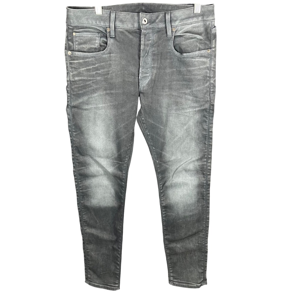 G-Star Raw 3301 Slim Jeans Mens 33 Grey Washed Sustainable Denim Pants